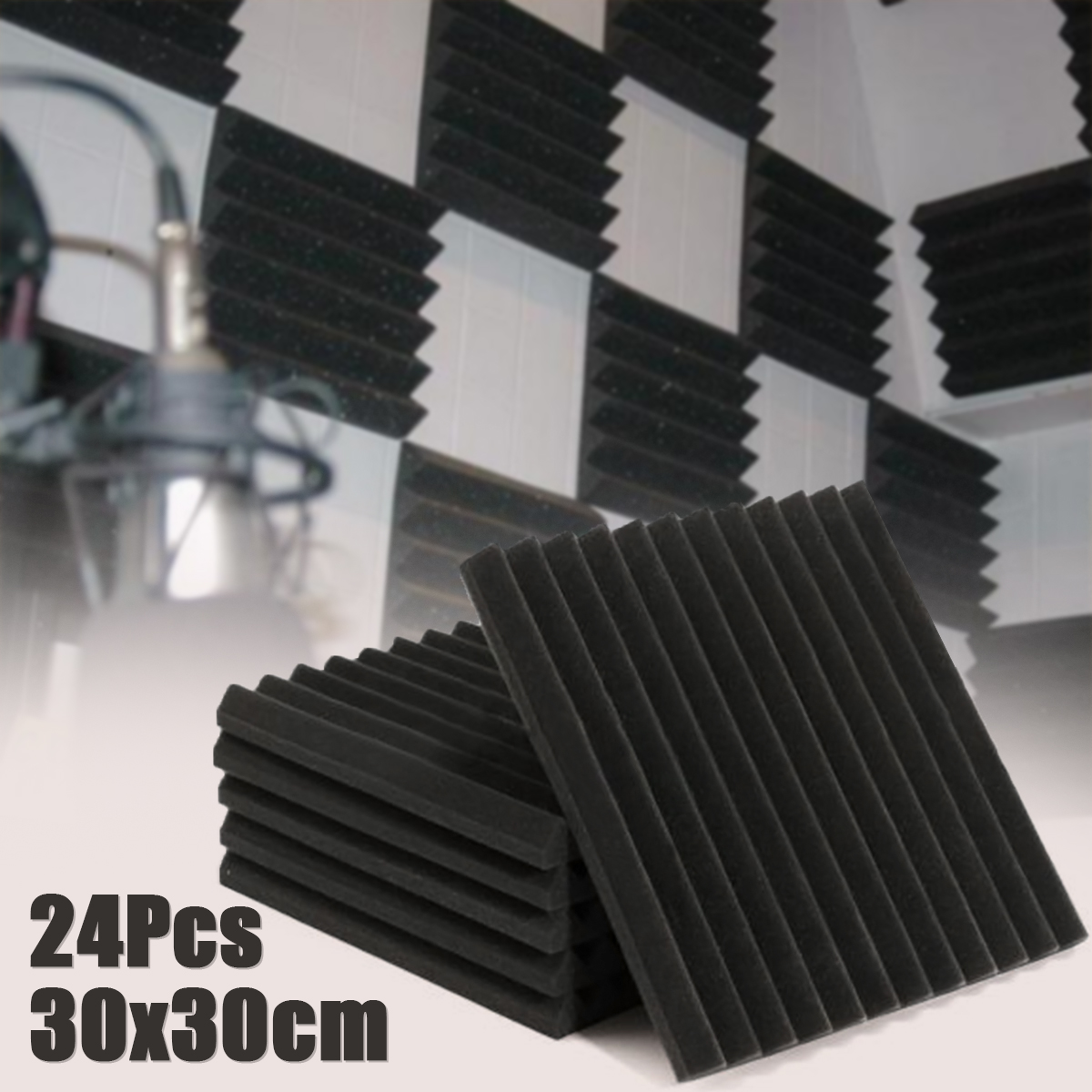 24Pcs-Soundproof-Foam-Acoustic-Studio-Room-KTV-Sound-Absorbing-Noise-Foam-Tiles-Sponge-Panel-1347305
