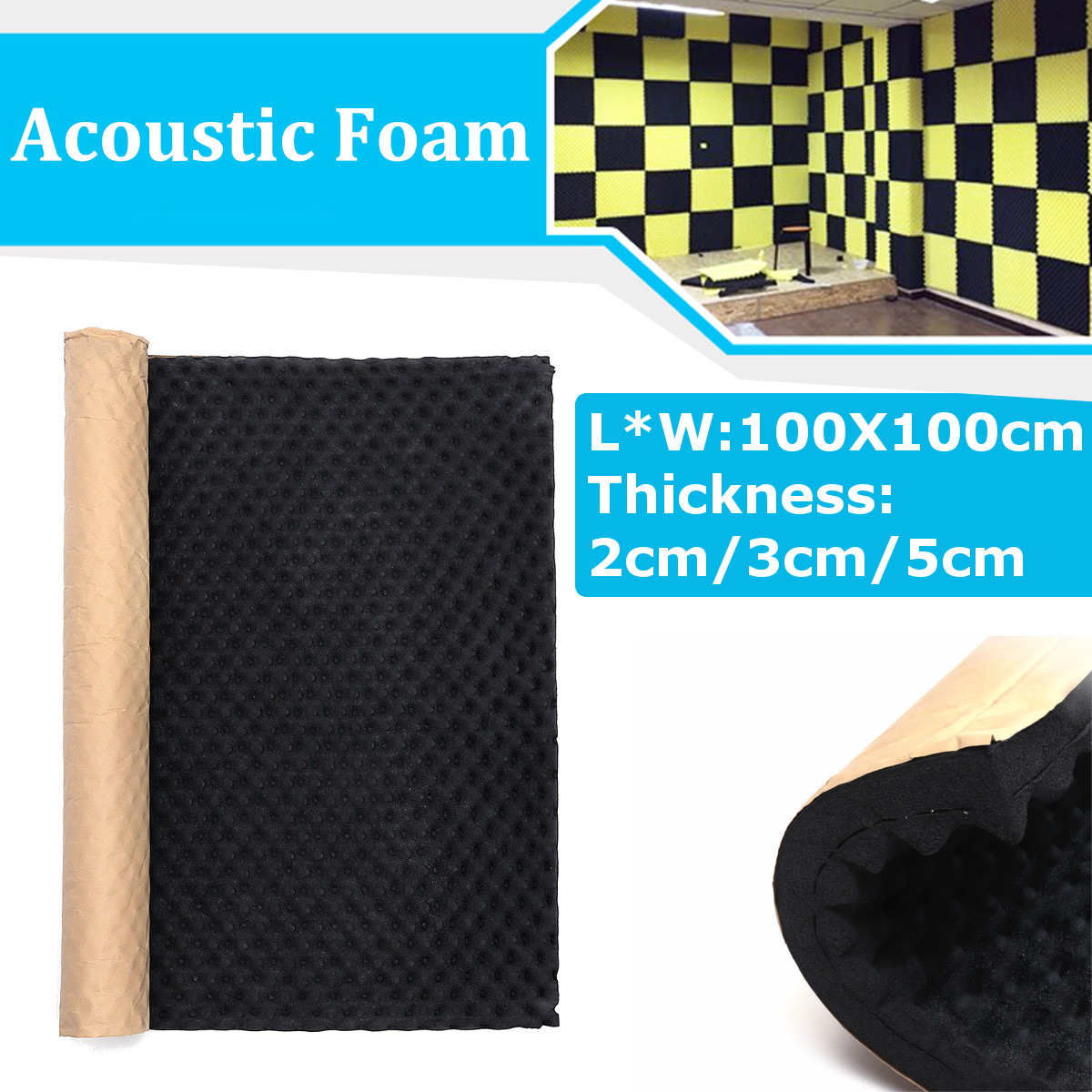 100x100cm-Car-SoundProof-Closed-Cell-Foam-Self-Adhesive-Acoustic-Foam-Thermal-Insulation-Waterproof-1382928