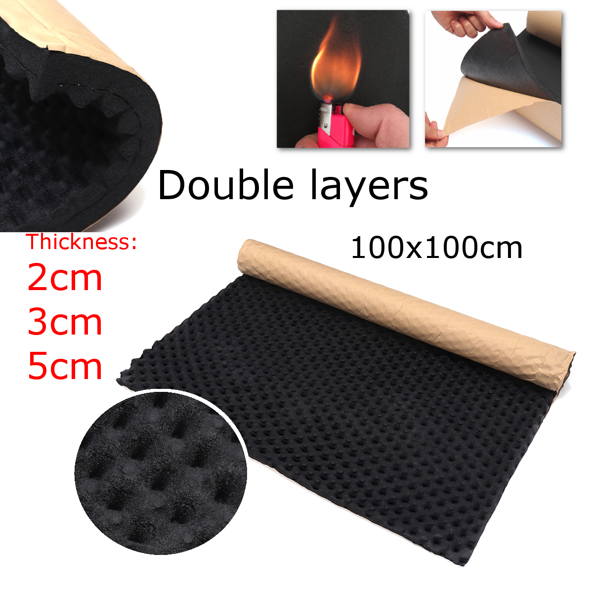 100x100cm-Car-SoundProof-Closed-Cell-Foam-Self-Adhesive-Acoustic-Foam-Thermal-Insulation-Waterproof-1382928