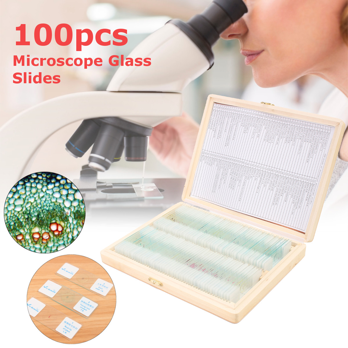 100Pcs-Glass-Prepared-Basic-Science-Biological-Microscope-Glass-Slides-Sample-1253755