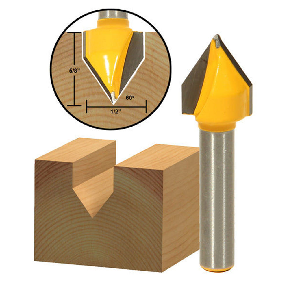 14-Inch-Shank-60-Degree-V-Groove-Router-Bit-Carbide-Tipped-Hardwood-Cutting-Cutter-1291376
