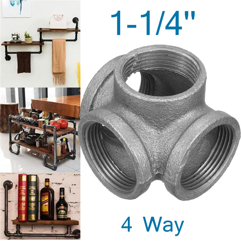 1-14-Inch-4-Way-Industrial-Valves-Pipes-Fittings-Furniture-Rack-Shevle-DIY-Decor-1283215