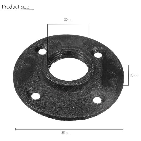 1-Inch-Black-Malleable-Threaded-Iron-Floor-Flange-Steel-Iron-Pipe-Fitting-Wall-Mount-1167257