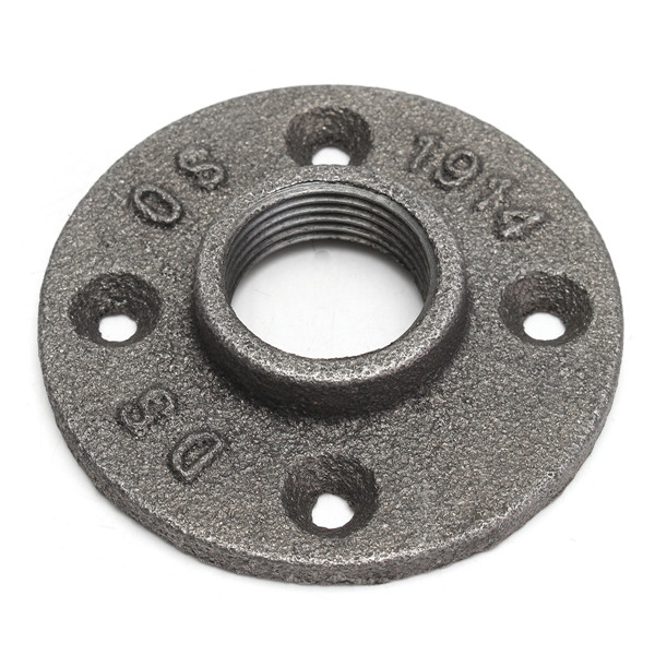 12-34-or-1-Inch-Reinforced-Black-Flange-Iron-Pipe-Floor-Fitting-Plumbing-Threaded-Flange-1132617