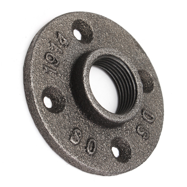 12-34-or-1-Inch-Reinforced-Black-Flange-Iron-Pipe-Floor-Fitting-Plumbing-Threaded-Flange-1132617
