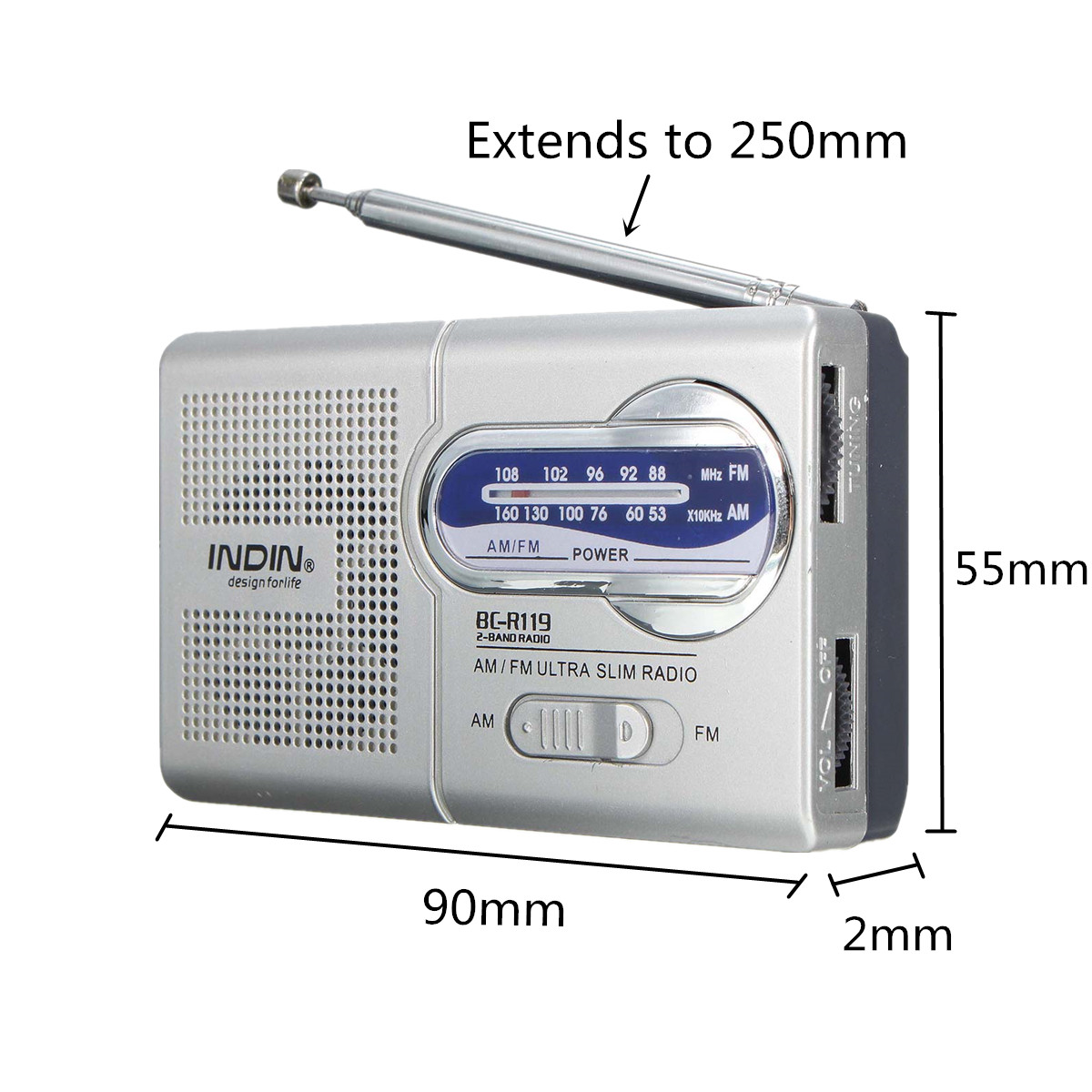 INDIN-BC-R119-AMFM-Portable-Pocket-Radio-Receiver-Telescopic-Antenna-World-Receiver-35mm-1152701