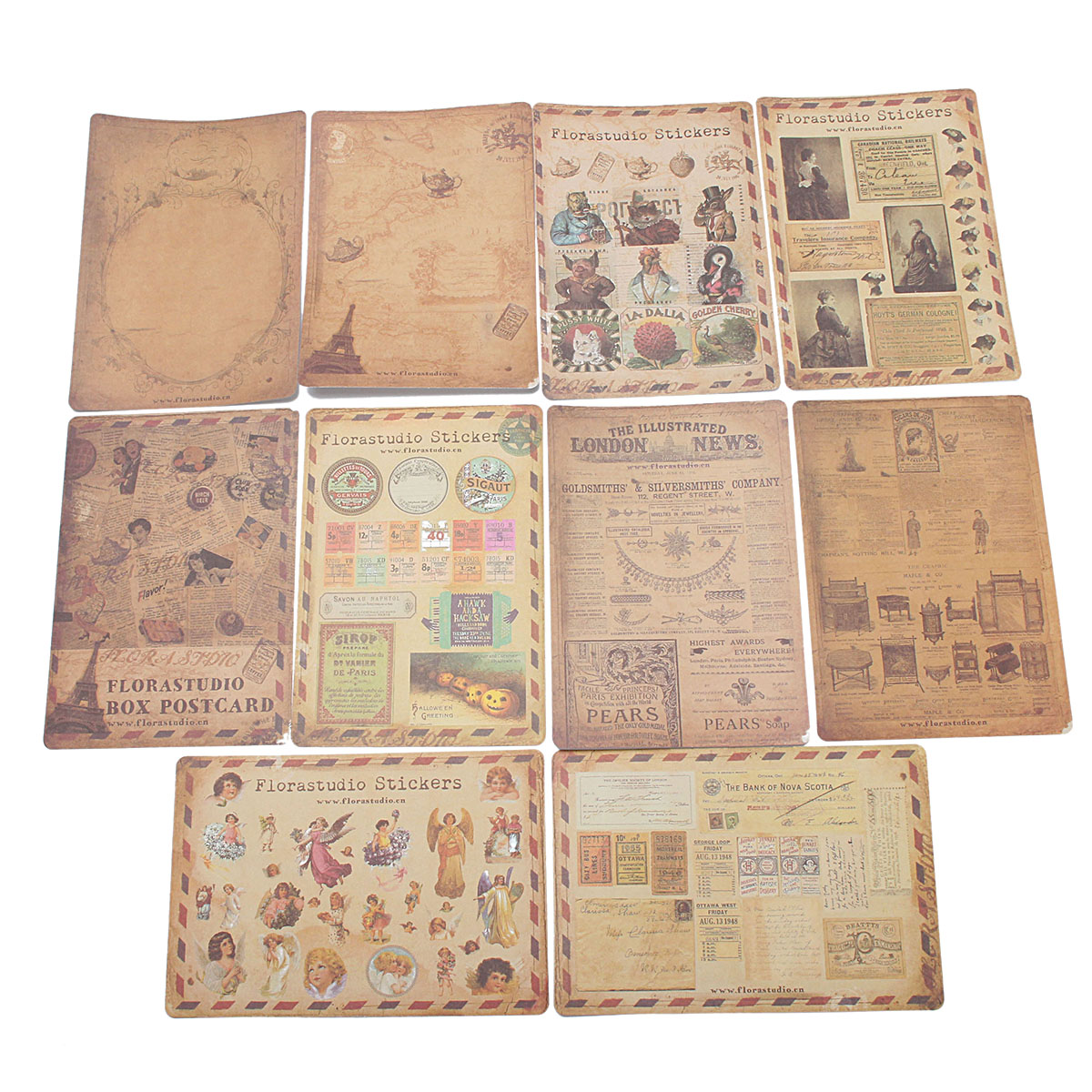 10-Sheet-Vintage-Paper-Stickers-DIY-Scrapbooking-Photo-Album-Diary-Craft-Decor-1141352