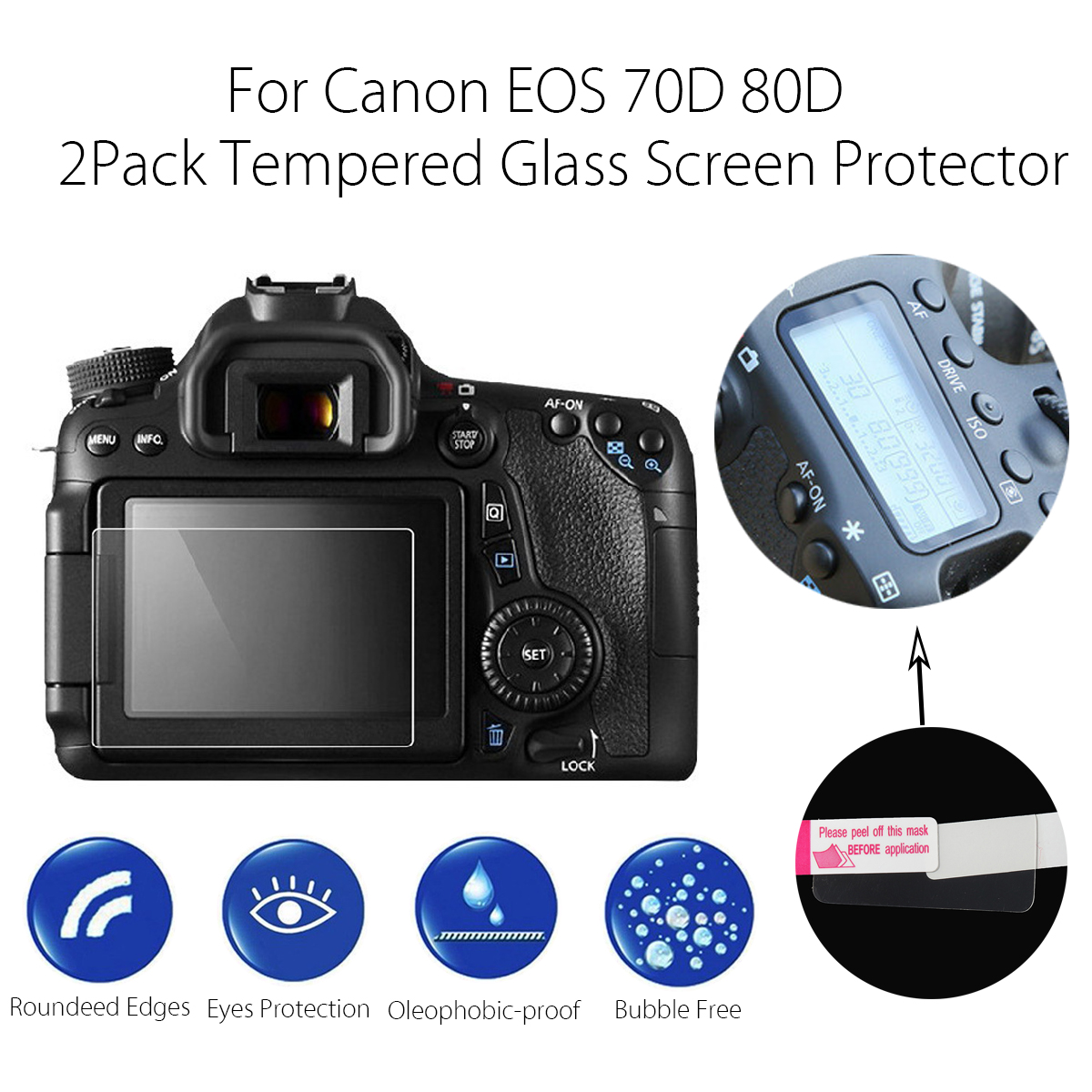 2-Pack-Camera-LCD-Tempered-Glass-Screen-Protector-Guard-For-Canon-EOS-70D-80D-1123293