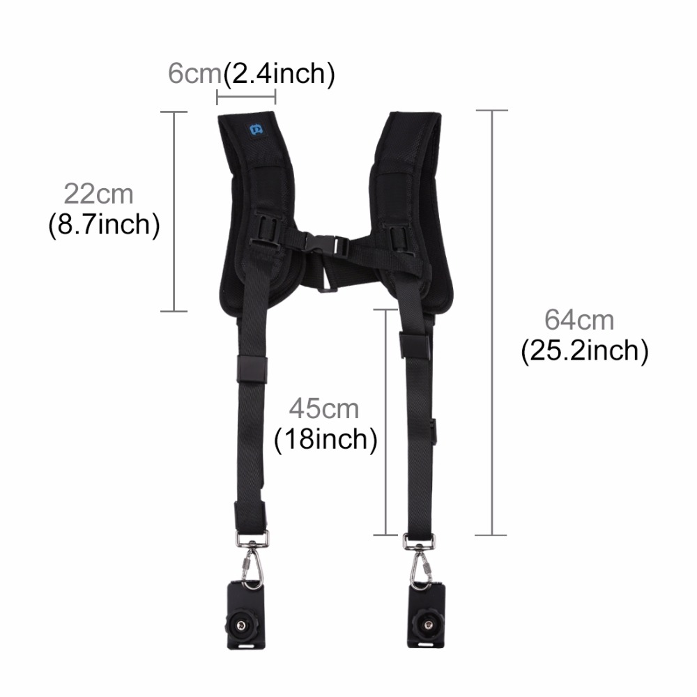 PULUZ-PU6002-Quick-Release-Double-Shoulder-Harness-Soft-Pad-Decompression-Foam-Strap-Belt-for-DSLR-1177316