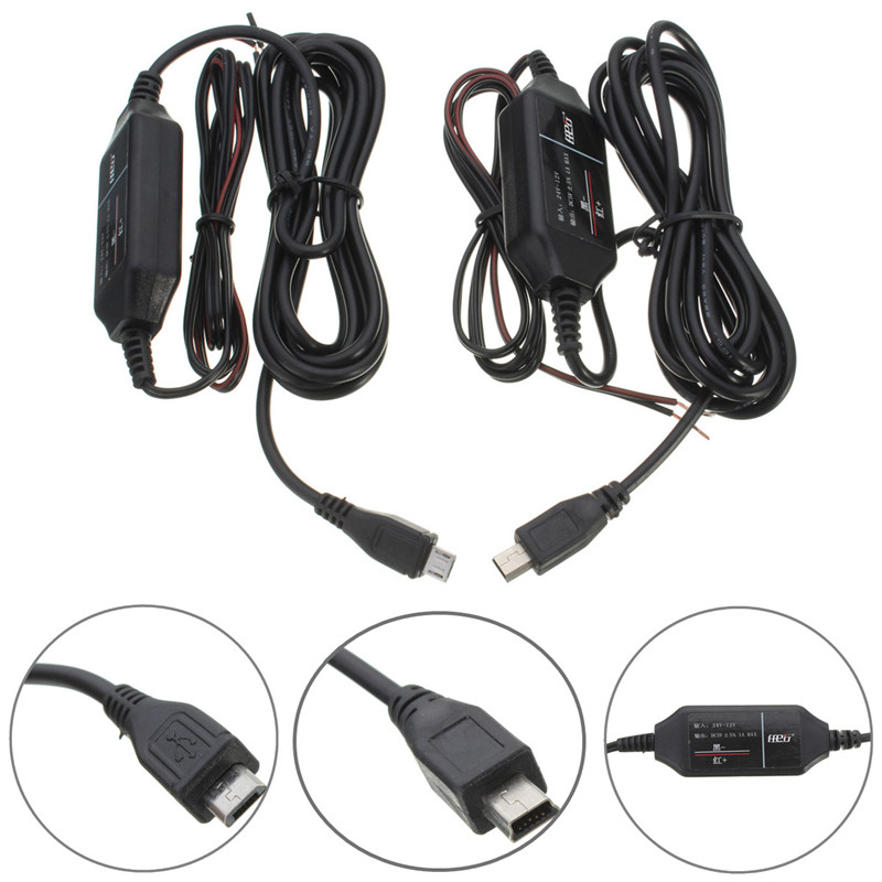 12V-to-5V-Hard-Wire-Power-Adapter-Cable-Cord-Jack-For-Car-DVR-Dash-Camera-Black-1128812