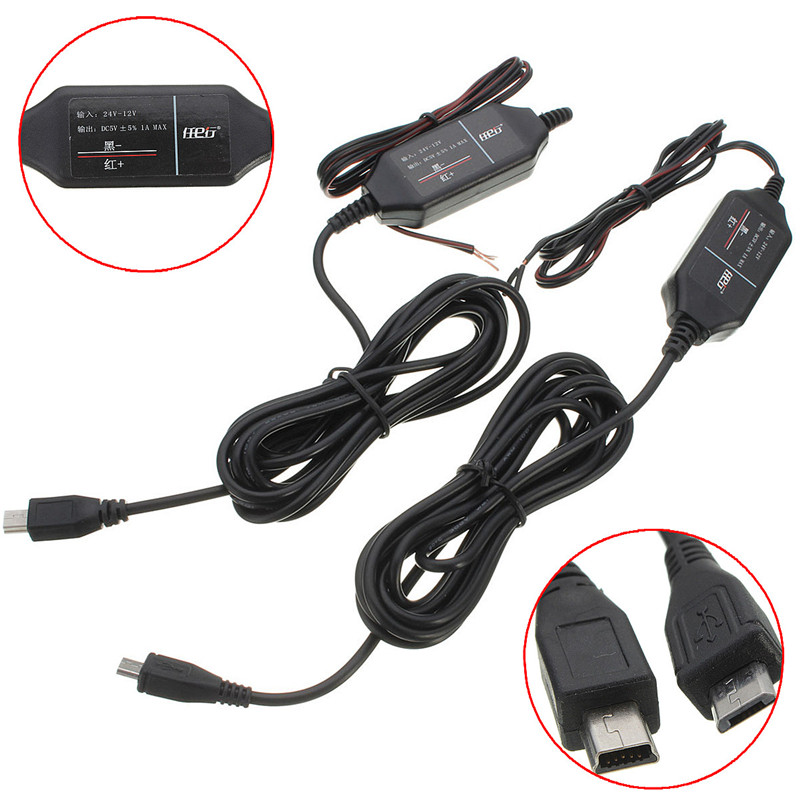12V-to-5V-Hard-Wire-Power-Adapter-Cable-Cord-Jack-For-Car-DVR-Dash-Camera-Black-1128812