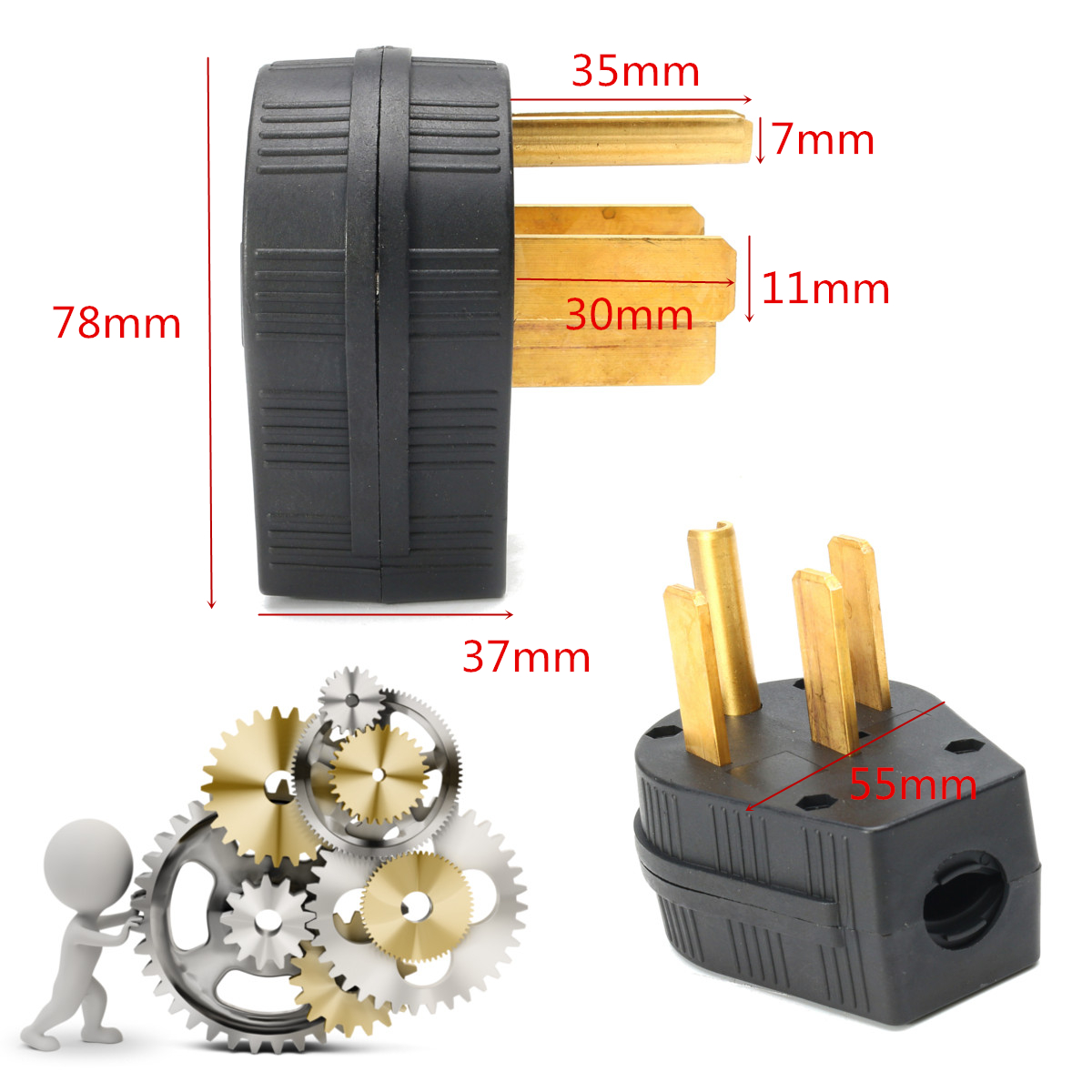 1Pcs-NEMA-14-50P-50A-125250V-Straight-Blade-Angle-Plug-US-Four-Holes-Plug-Adapter-1412037