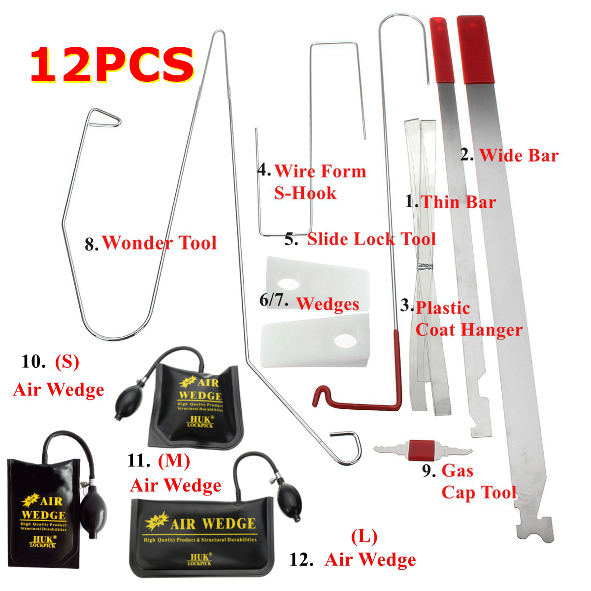 12Pcs-Universal-Car-Lock-Out-Emergency-Tool-Kit-Unlock-Door-Open-Kit-3-Air-Wedge-1168110