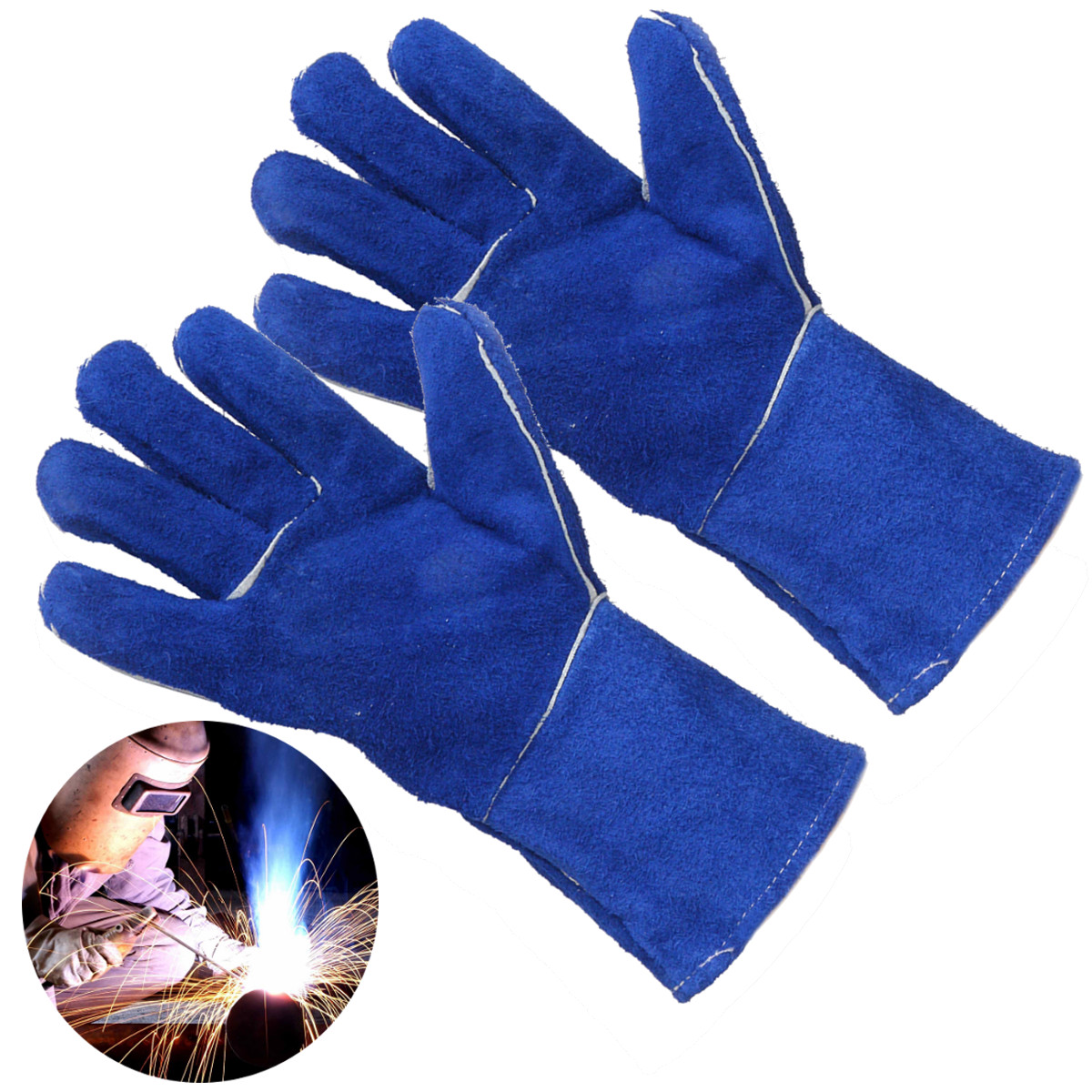 1-Pair-Wood-Burner-Welder-Gauntlets-Fire-High-Temp-Stoves-Protection-Long-Gloves-Blue-1161581