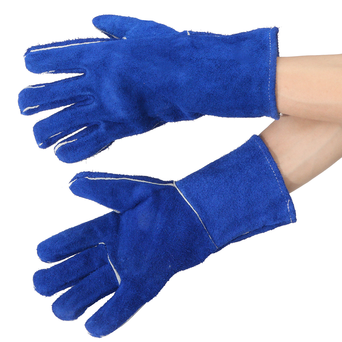 1-Pair-Wood-Burner-Welder-Gauntlets-Fire-High-Temp-Stoves-Protection-Long-Gloves-Blue-1161581