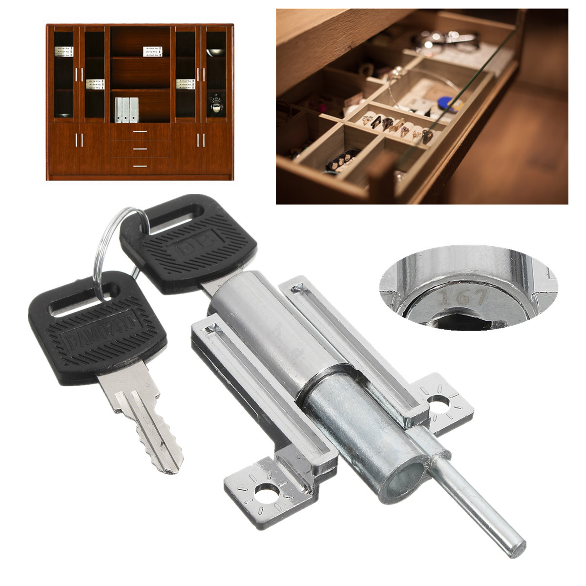 Zinc-Alloy-File-Cabinet-Mail-Box-Toolbox-Desk-Drawer-Cupboard-Locker--2-Keys-1062625