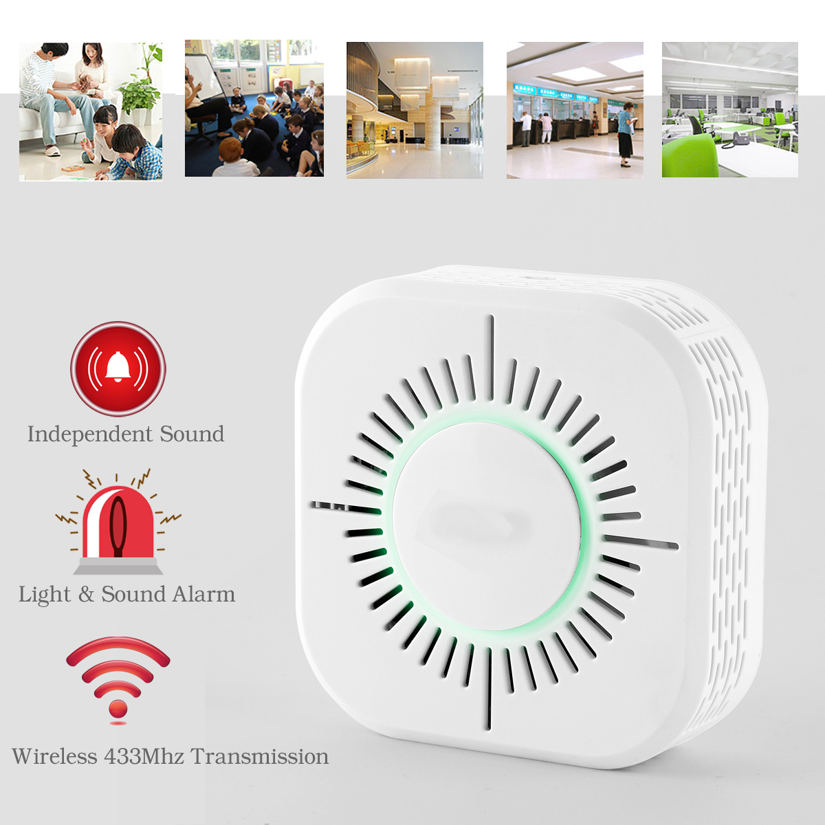 3-in-1-C50W-Smoke-Detector-Sound-Light-amp-Sound-Alarm-Wireless-433-Transmission-1387757