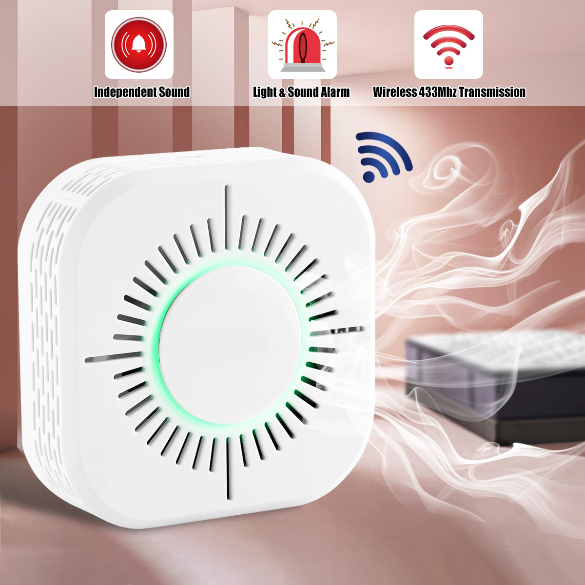 3-in-1-C50W-Smoke-Detector-Sound-Light-amp-Sound-Alarm-Wireless-433-Transmission-1387757