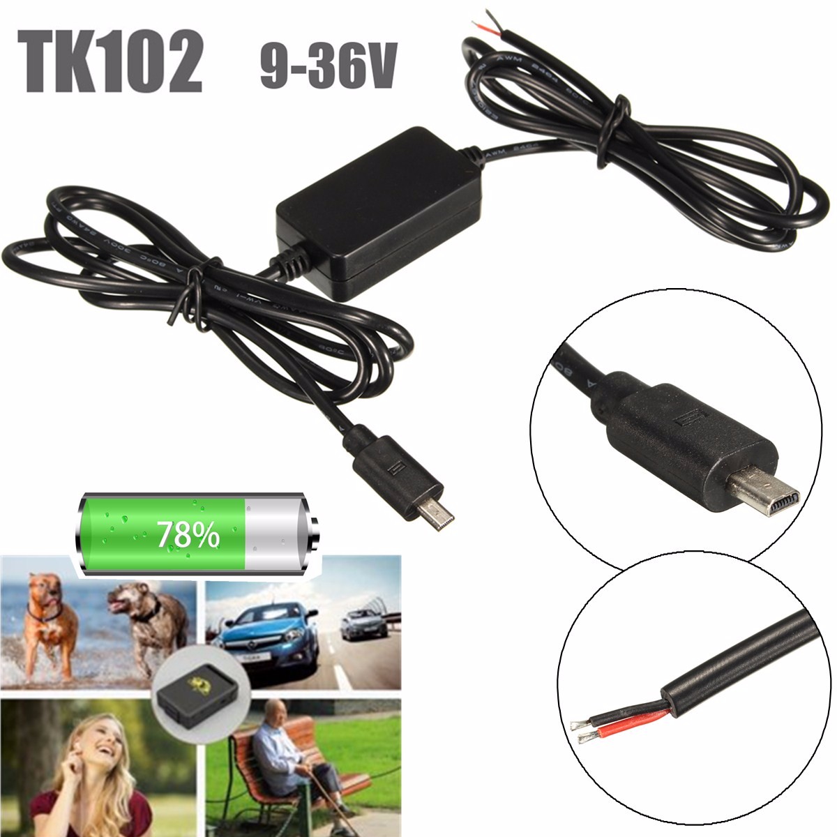 Hard-Wire-GPS-Tracker-Charger-Kit-Car-Vehicle-Battery-Adapter-for-TK102-Nano-1039912