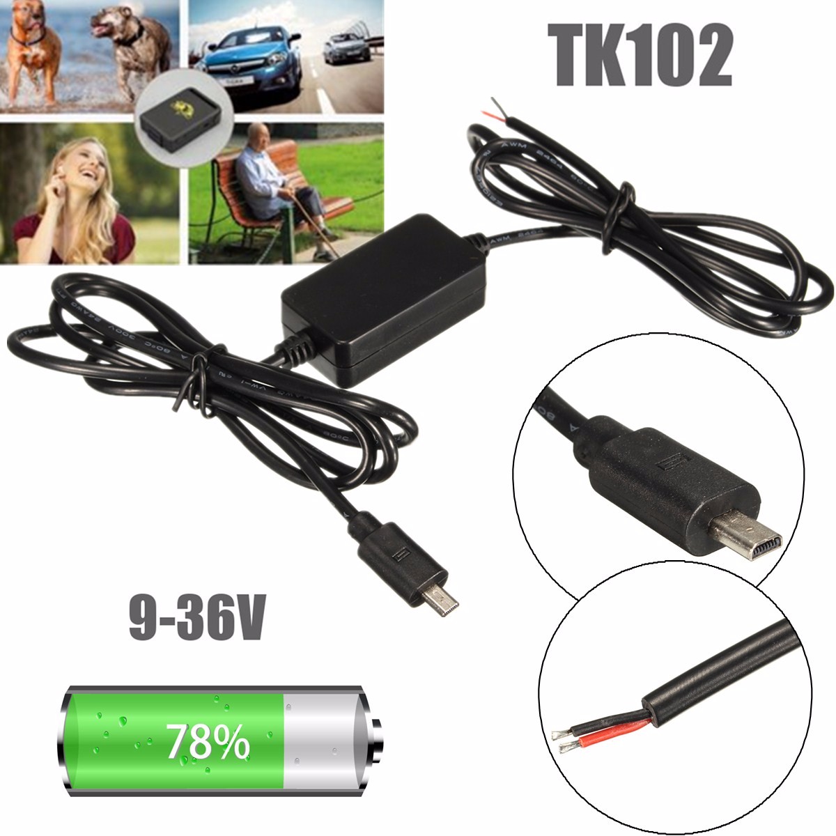 Hard-Wire-GPS-Tracker-Charger-Kit-Car-Vehicle-Battery-Adapter-for-TK102-Nano-1039912