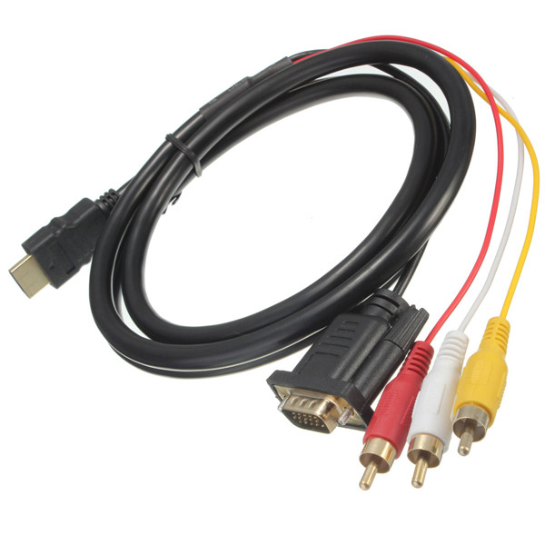 15m-5Ft-HDTV-HDMI-to-VGA-HD-15-3-RCA-Converter-Adapter-Connector-Wire-976713