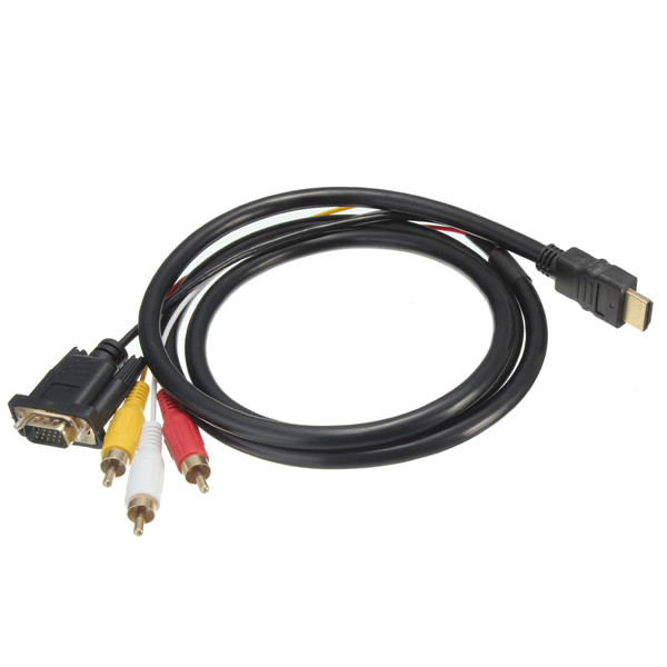 15m-5Ft-HDTV-HDMI-to-VGA-HD-15-3-RCA-Converter-Adapter-Connector-Wire-976713