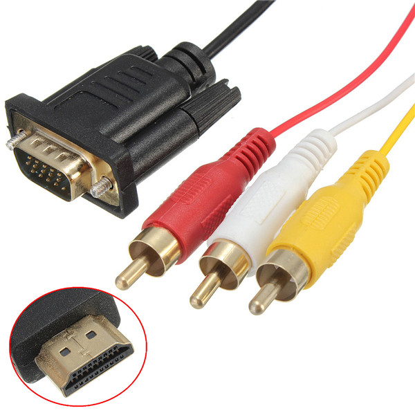 15m-5Ft-HDTV-HDMI-to-VGA-HD-15-3-RCA-Converter-Adapter-Connector-Wire-976713