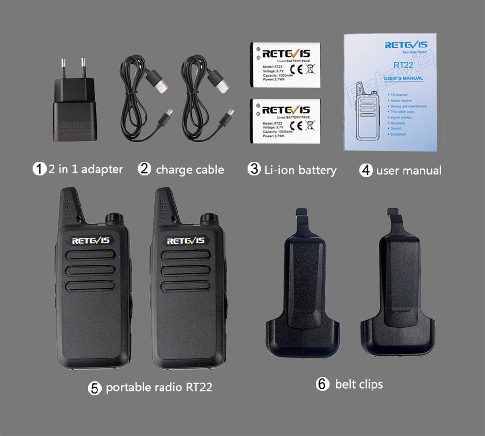 2Pcs-Retevis-RT22-Walkie-Talkie-Mini-Transceiver-UHF-2W-VOX-CTCSS-DCS-USB-Charging-Two-Way-Radio-Com-1419198