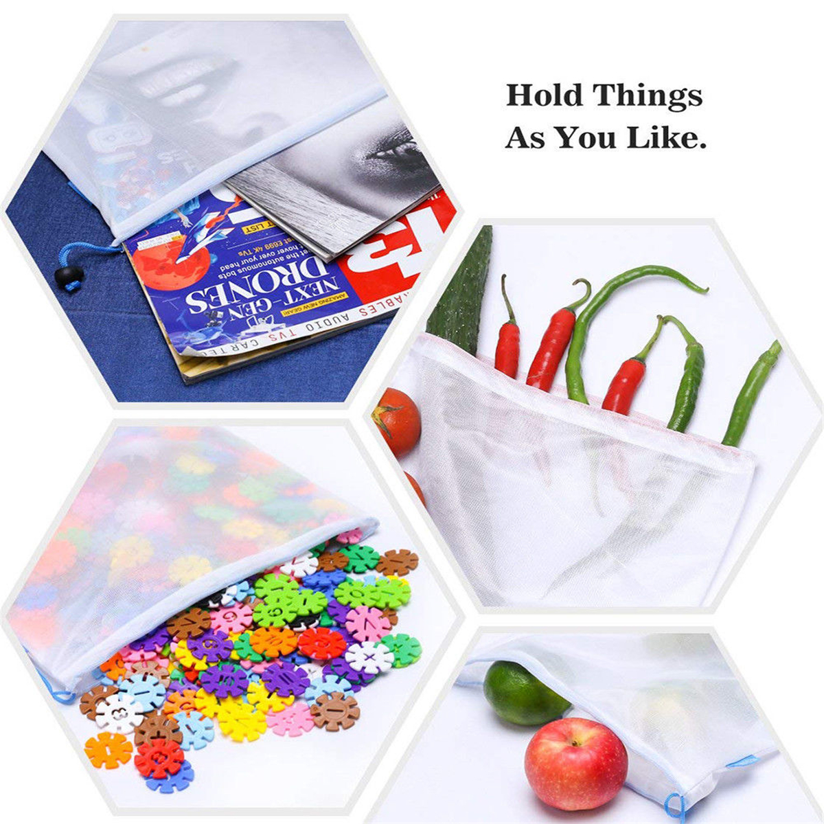 15pcs-Reusable-Mesh-Produce-Bags-Vegetable-Fruit-Storage-Shopping-Grocery-Bag-1359532