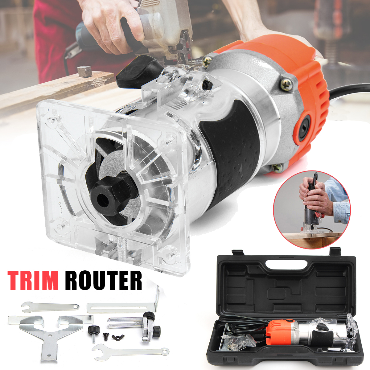 110V220V-680W-Trim-Router-Edge-Woodworking-Wood-Clean-Cuts-Power-Tool-Set-33000RPM-with-Box-1245528