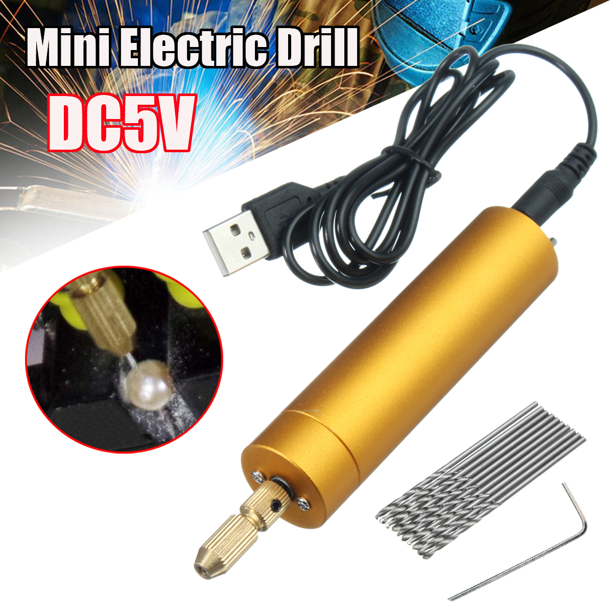 Raitooltrade-DC5V-Mini-Portable-Handheld-Drill-DIY-Micro-Electric-Hand-Drill-With-10x-Twist-Bits-1245208