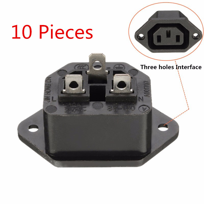 10pcs-Chassis-Female-15A250V-AC-IEC-Inline-Socket-Plug-Adapter-Mains-Power-Connector-1174099