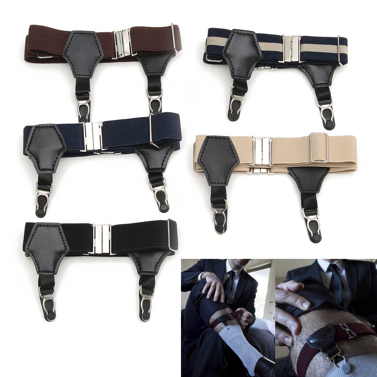 1Pair-Suspender-Double-Grip-Clip-Mens-Sock-Adjustable-Elastic-Single-Durable-Buckle-1242403