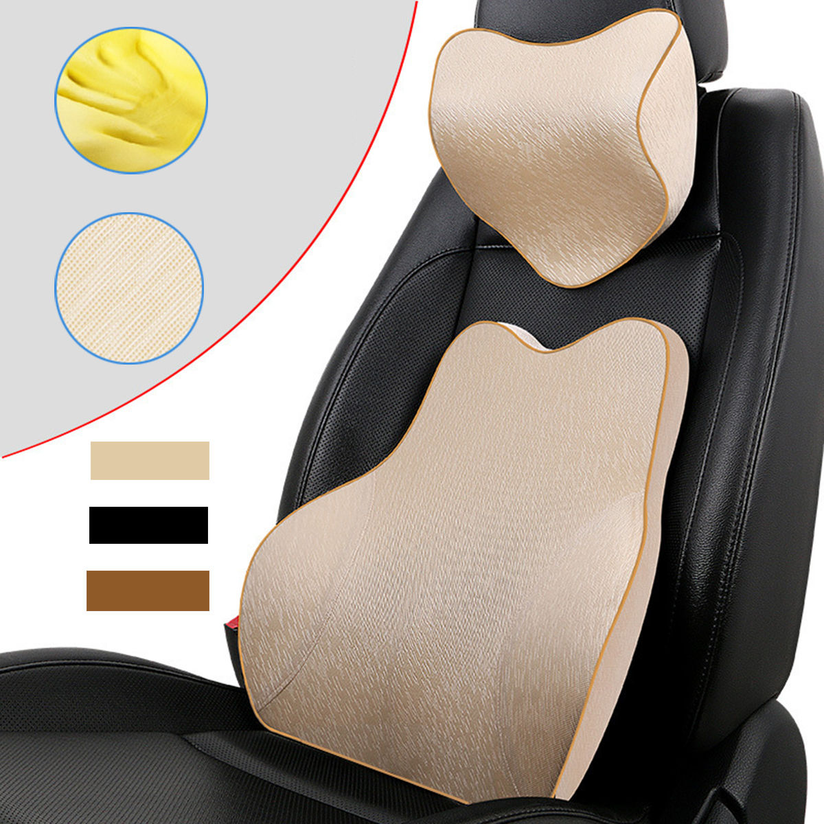 Car-Seat-Pillow-Neck-Lumbar-Memory-Foam-Cotton-Comfortable-Massager-1258910