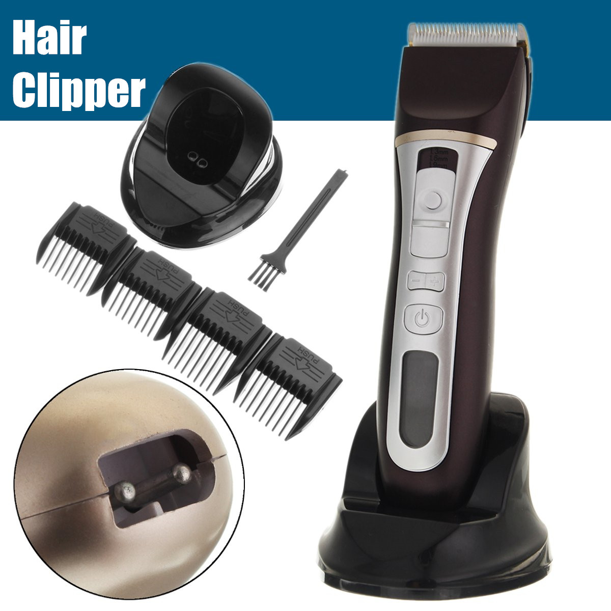 100V-240V-Electric-Hair-Clipper-Gold-Black-Charging-LCD-Display-Hair-Trimmer-With-Comb-1272013