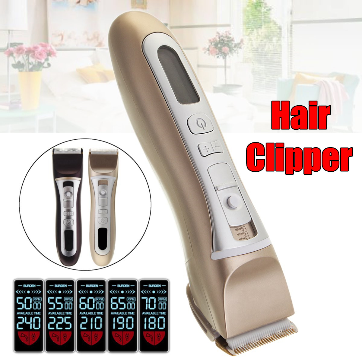 100V-240V-Electric-Hair-Clipper-Gold-Black-Charging-LCD-Display-Hair-Trimmer-With-Comb-1272013