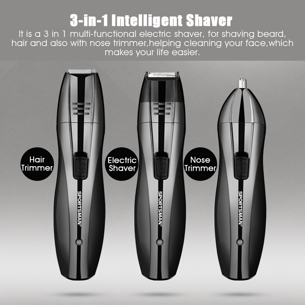 3in1-Rechargeable-Cordless-Electric-Hair-Clipper-Shaver-Razor-Beard-Hair-Nose-Trimmer-WetDry-1287756