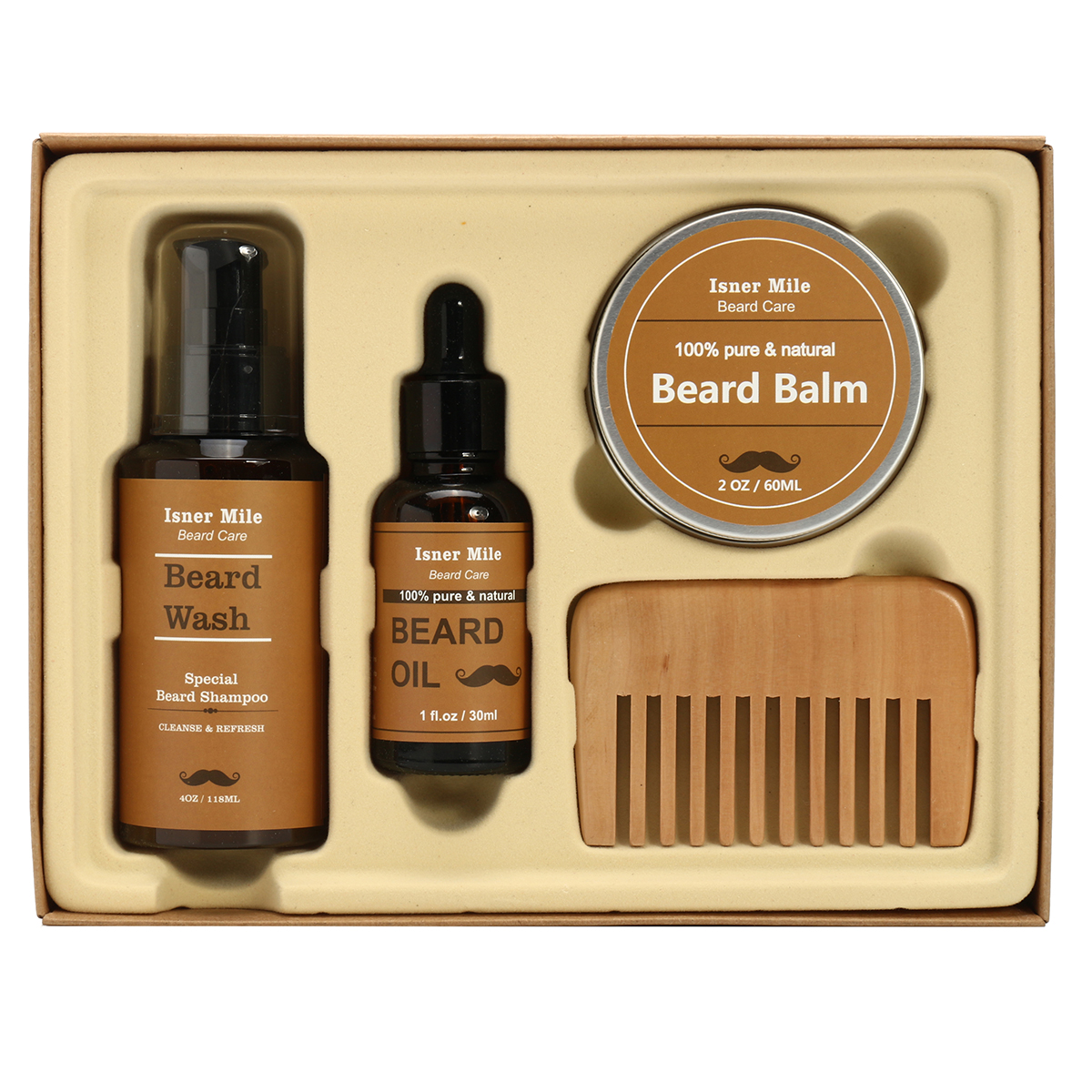 Isner-Mile-Beard-Oil-Shampoo-Serum-Balm-Comb-Kit-Styling-Tools-Mustache-Mens-Gift-1256299