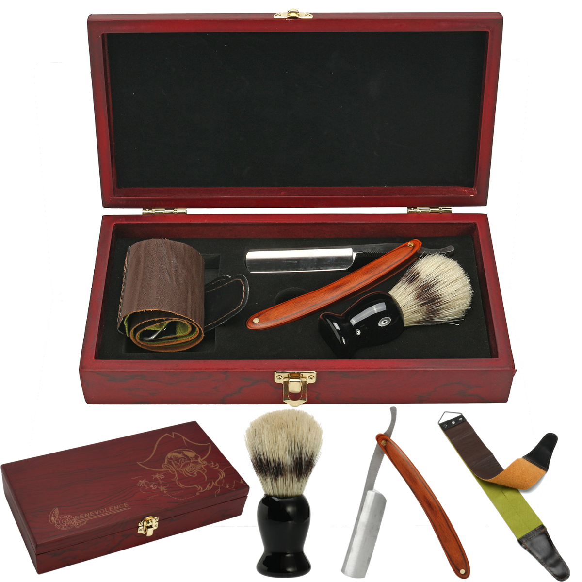 4Pcs-Shaver-Kit-Cut-Throat-Straight-Razor-Shaving-Brush-Strop-Wooden-Box-Gift-Set-1252480