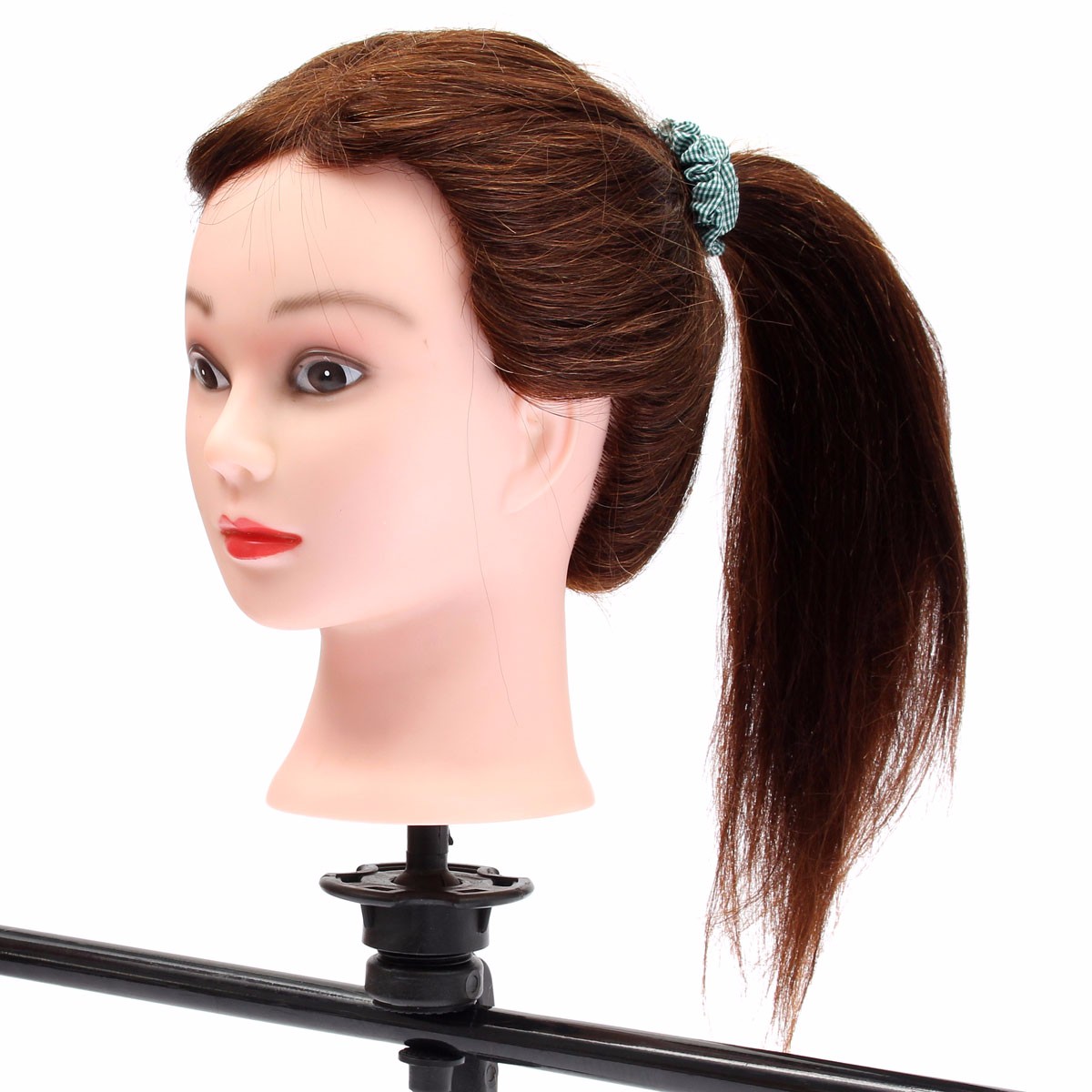 20quot-Brown-90-Human-Hair-Hairdressing-Training-Head-Mannequin-Model-Braiding-Practice-Salon-Clamp-1111877