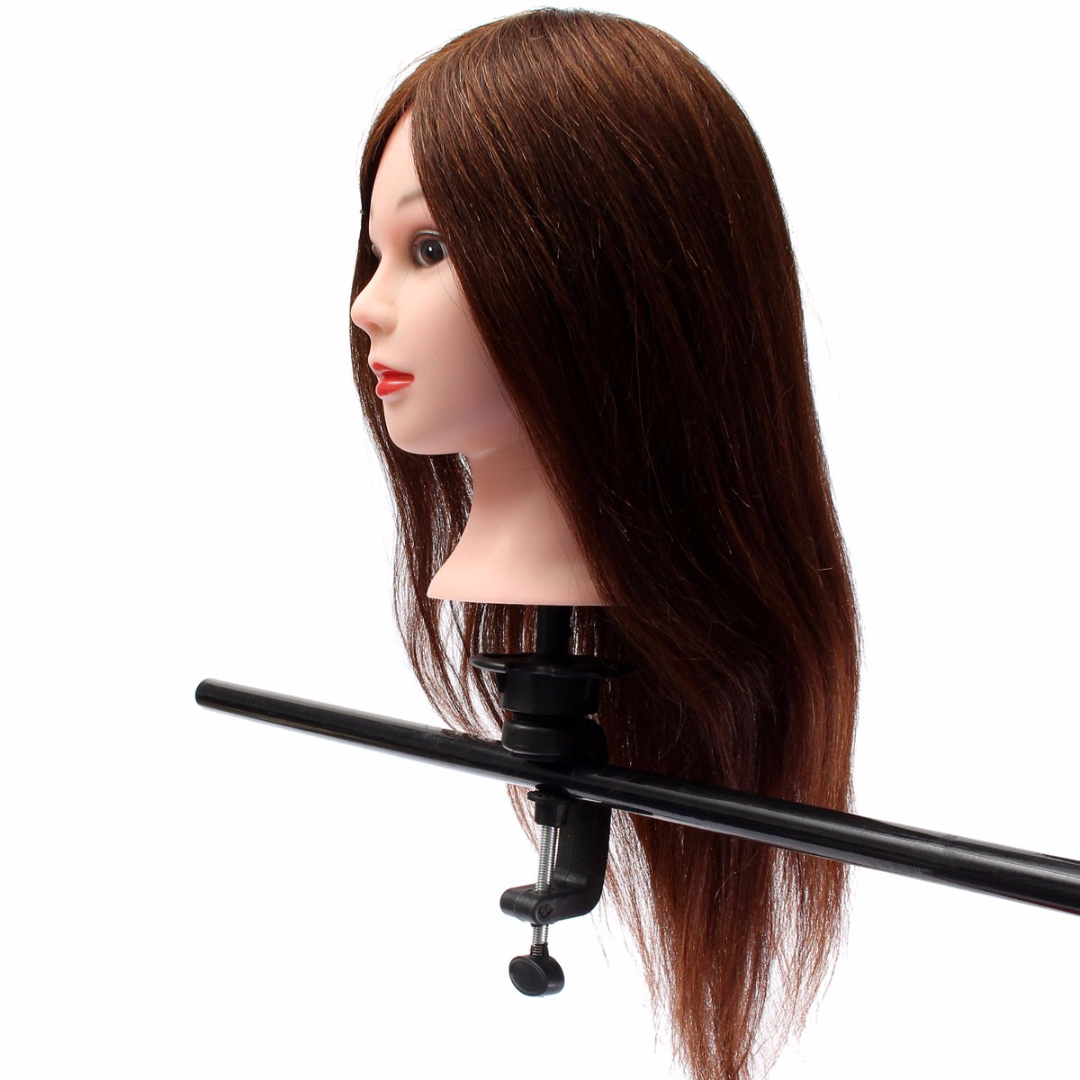 20quot-Brown-90-Human-Hair-Hairdressing-Training-Head-Mannequin-Model-Braiding-Practice-Salon-Clamp-1111877