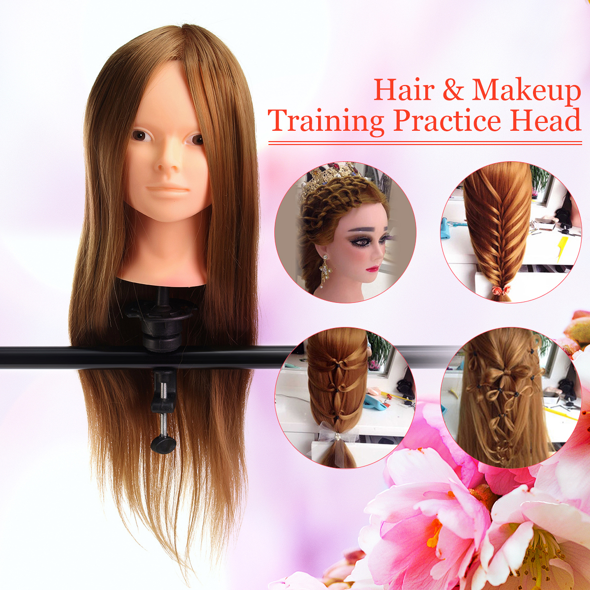 24quot-Gold-30-Real-Hair-Hairdressing-Makeup-Practice-Hair-Training-Mannequin-Head-Model-Clamp-Holde-1291900