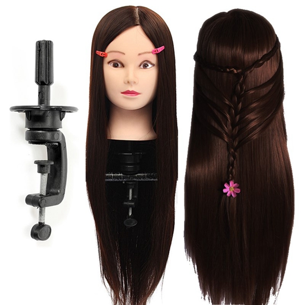 30-Real-Human-Hair-Hairdressing-Training-Mannequin-Dark-Brown-Practice-Head-Clamp-Salon-Profession-1059874