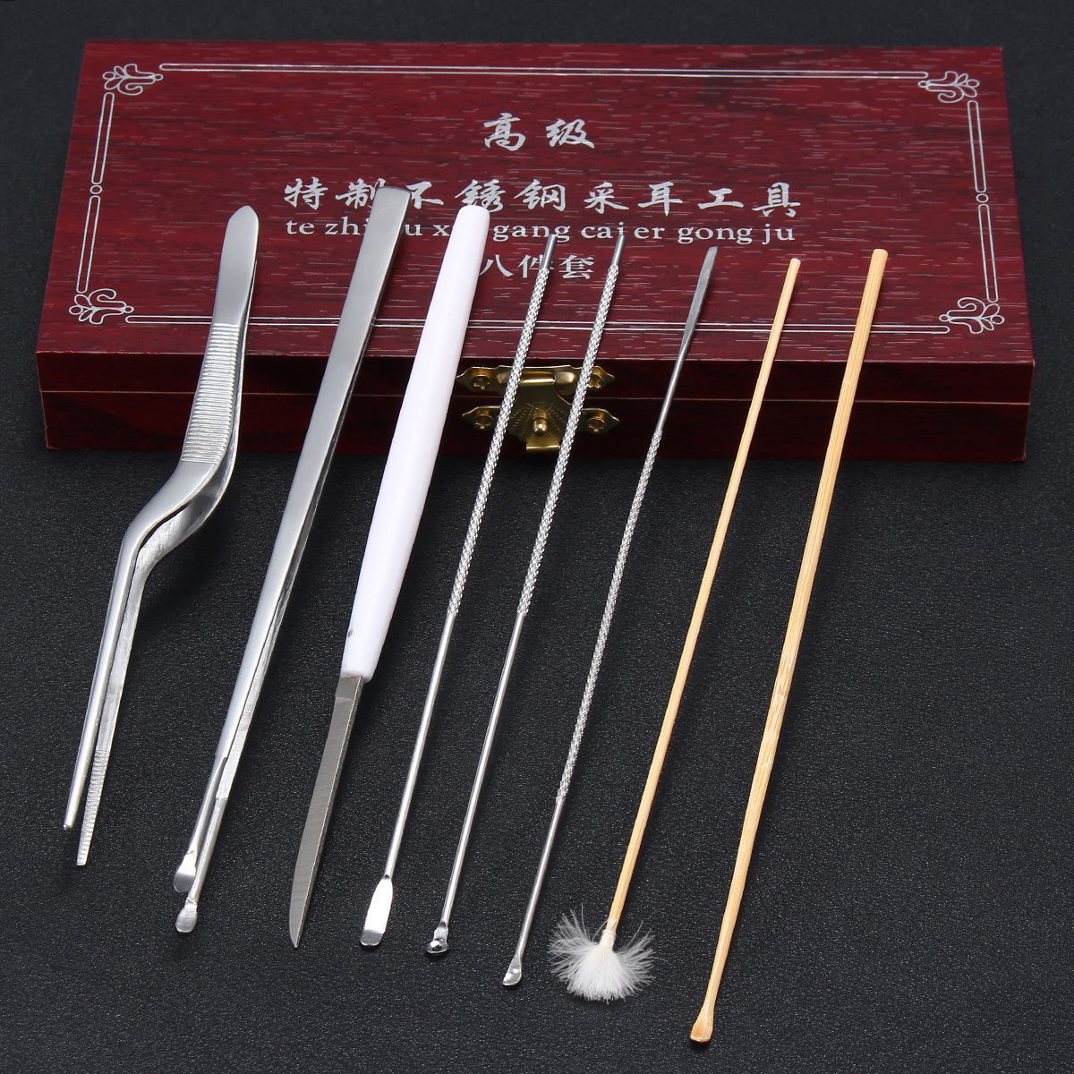 8pcs-Stainless-Steel-Wood-Ear-Pick-Wax-Removal-Dirt-Curette-Leaner-Kit-1136483