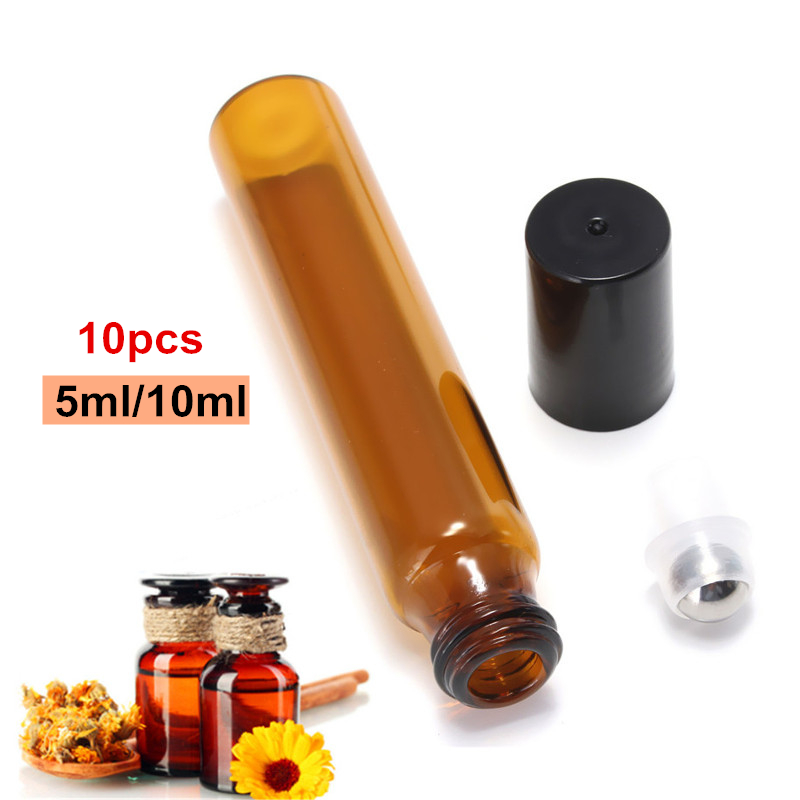 10pcs-Amber-Glass-Roll-On-Roller-Bottles-Perfume-Essential-Oils-Refillable-Bottle-With-Metal-Ball-1276381