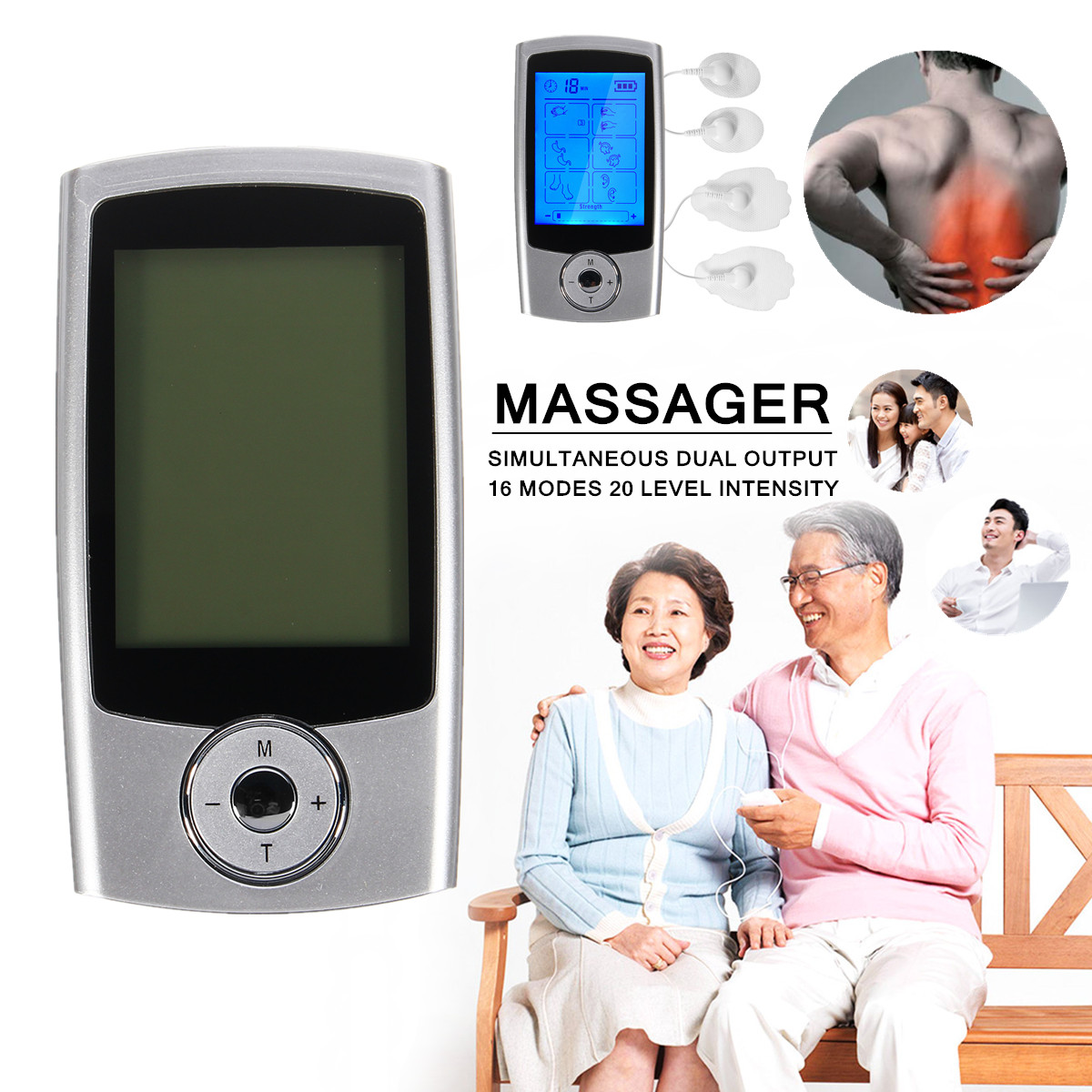 16-Modes-Portable-Electric-Pulse-TENS-EMS-Massager-Therapy-Machine-Dual-Output-1257485