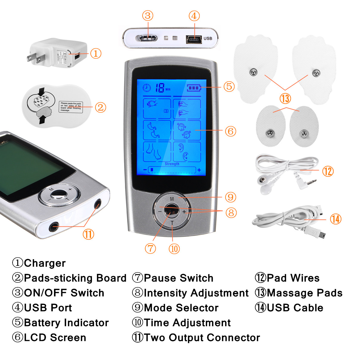 16-Modes-Portable-Electric-Pulse-TENS-EMS-Massager-Therapy-Machine-Dual-Output-1257485