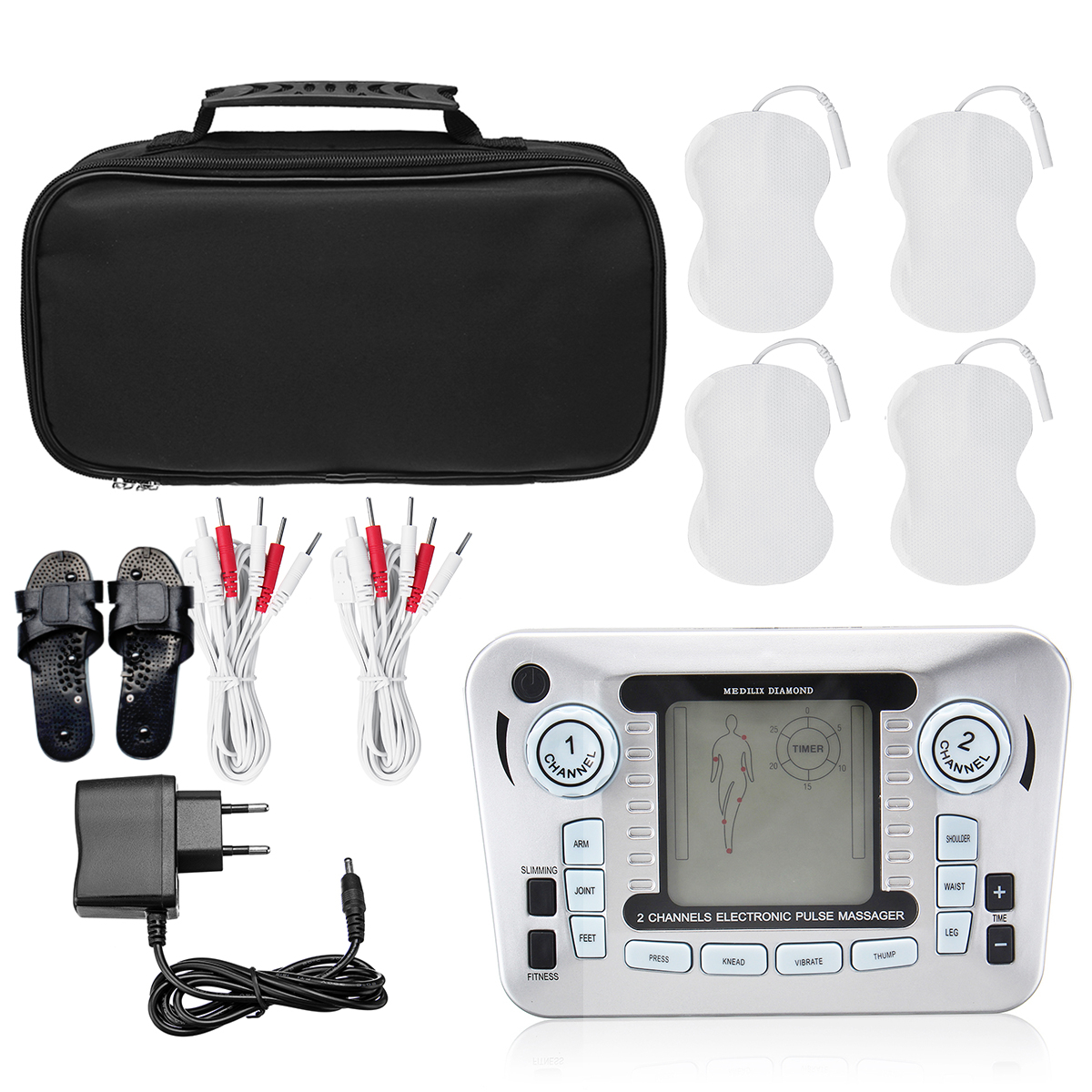 2-Output-Channel-4-Modes-Tens-Unit-Muscle-Stimulator-Electric-Digital-Massager-Physical-Therapy-1406048