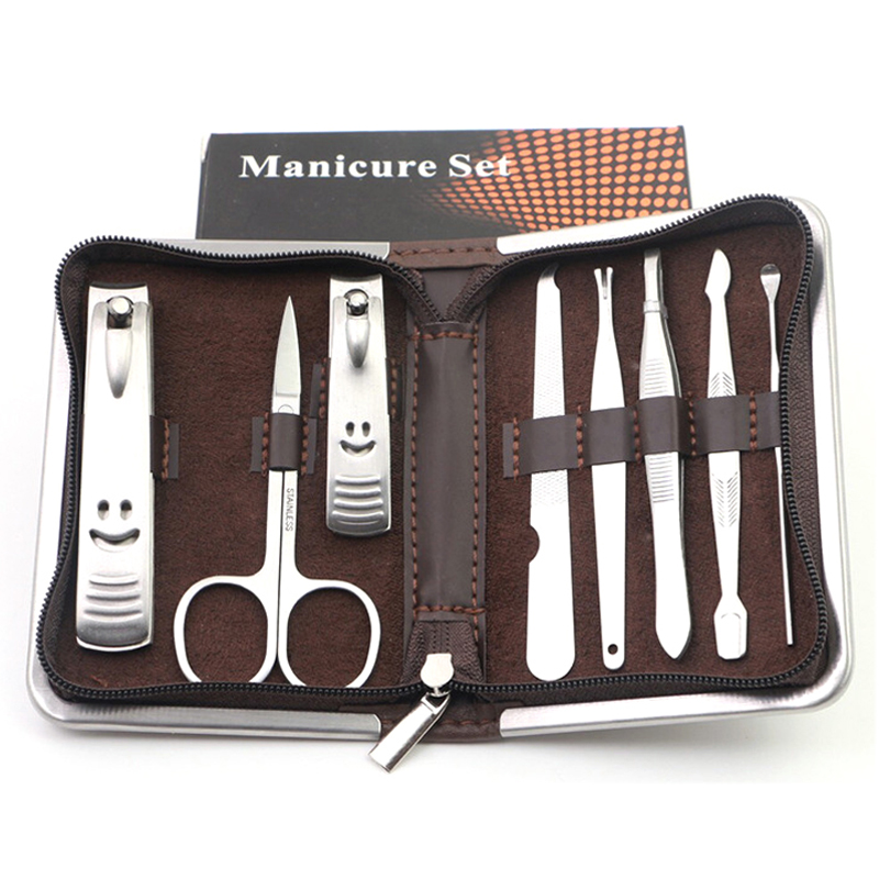 10pcs-Stainless-Steel-Nail-Clipper-Set-Manicure-Tools-Kit-Eyebrow-Hair-Scissors-Groom-Tweezers-1164270