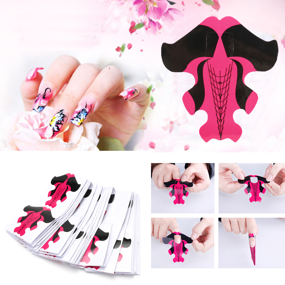 100pcs-Stiletto-Butterfly-Nail-Art-Forms-Tip-Extension-Sculpting-Acrylic-UV-Gel-1353190